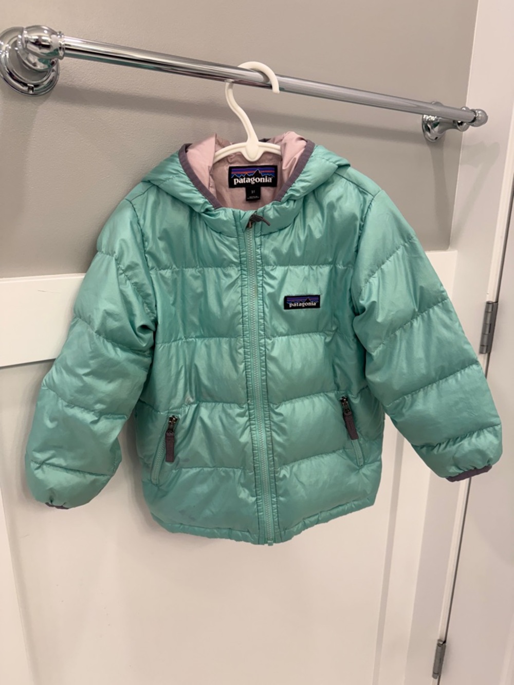 Patagonia Mint Green Kids Jacket with Logo